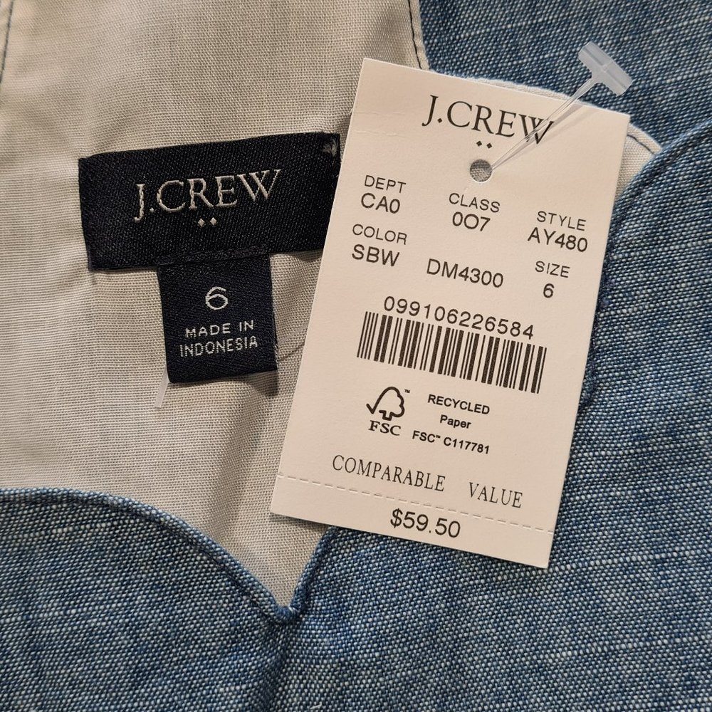 J. Crew NWT Chambray Scalloped Cami Top size 6 - Picture 6 of 9